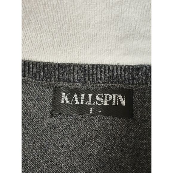 Kallspin Cashmere Wool Sweater Vest Men's Sz L Gray Office Workwear Professional - Picture 7 of 11
